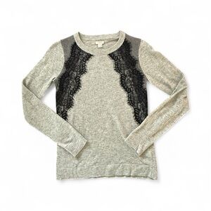 J. Crew Crewneck sweater with lace detail holiday size xs